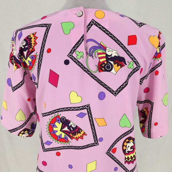 Laurel Escada Top Womens 4 US 34 EU Lavender Silk Geometric Blouse 90s Vintage - Picture 9 of 12